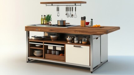 Wall Mural - Compact kitchen island with storage,