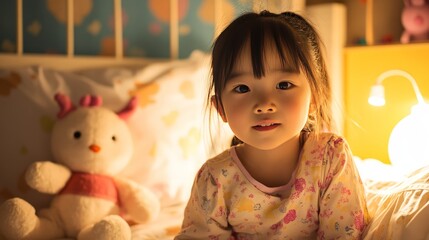 Wall Mural - The little Asian room is a sanctuary of love and care, with her favorite toys and family members close by.