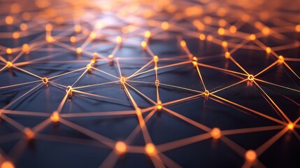Poster - A creative digital network with nodes connecting in a glowing pattern, symbolizing global business connections.