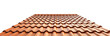 © Prompt2image - Detailed view of a terracotta tiled roof captured on a clear background, showcasing the texture and pattern during daylight