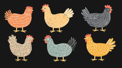 Sticker - Cute Chickens Set.