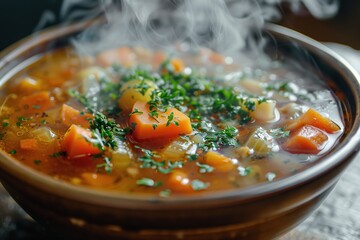 Canvas Print - Hot and Steaming Vegetable Soup