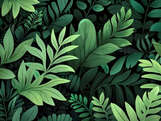 Canvas Print - Tropical Leaves Illustration