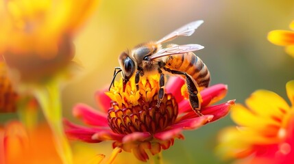 Wall Mural - Honeybee collecting nectar wallpaper