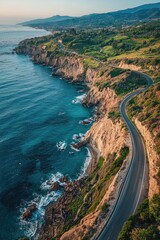 Wall Mural - a beautiful view from the top of the road near the sea. Selective focus