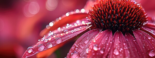 Wall Mural - close-up of drops on echinacea. Selective focus