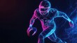 © Pricha.RT - A futuristic football player rendered in one color with glowing AI data, representing athlete development and team strategy design.