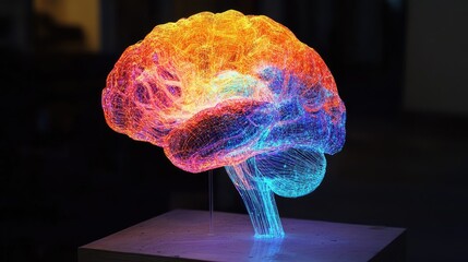 Poster - A glowing brain model showing neural pathways lit up in different colors, representing creative thought processes.