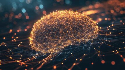 Poster - A glowing display of neurons connecting in the brain, with creative light trails representing thought and memory.