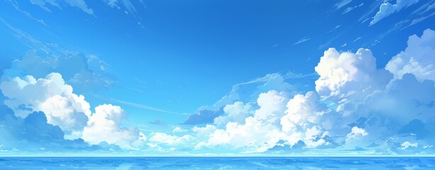 Wall Mural - blue sky with white clouds, versatile background and banner design
