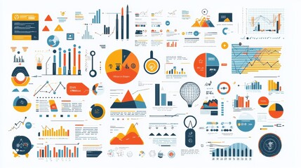 Poster - Hand Drawn Infographic Charts and Graphs with Blue Orange and Yellow Elements
