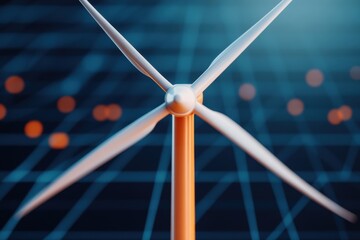 Wall Mural - renewable energy wind turbine with visualized wind turbine energy flow, from blades to power grid, r