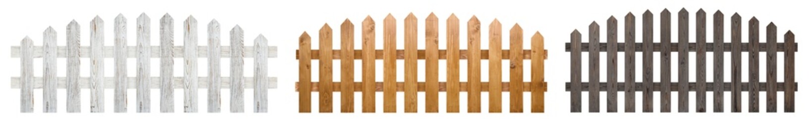 Wall Mural - Different wooden fences isolated on white, set