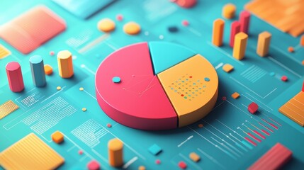 Poster - colorful 3d pie chart data analysis business presentation