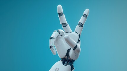Poster - A robot with two hands making a peace sign