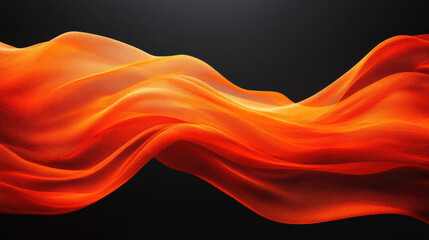 Poster - Abstract flowing orange fabric on black background, showcasing dynamic, fluid movement and vibrant colors. Suitable for artistic and creative designs.