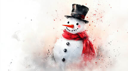 Canvas Print - Watercolor Snowman.