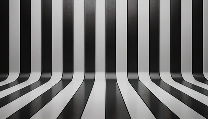 Poster - Striped background with vertical straight black and white stripes. Seamless and repeating pattern. Editable vector illustration.