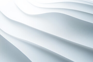Poster - abstract wave-like white textured background with smooth curves and layered folds creating a serene,