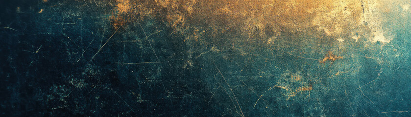 Poster - Abstract textured background featuring a blend of dark blue, black, and golden hues. Ideal for artistic, grunge, or distressed theme projects.