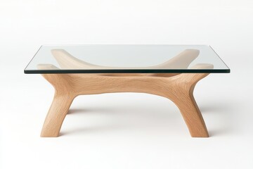 Oak coffee table with a glass top made from recycled materials, blending modern design with sustainability, sustainable oak furniture, eco-living