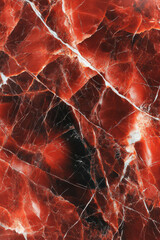 Poster - Red marble texture with deep veins and vibrant shades of red and black, showcasing natural stone patterns. Perfect for backgrounds and design projects.