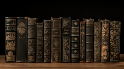 Wall Mural - worn old book cover black