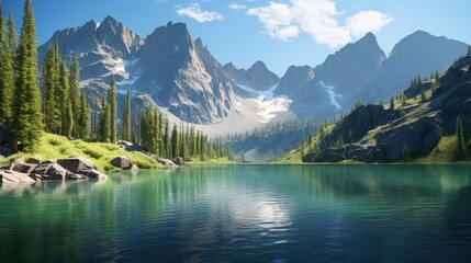 Wall Mural - lake rocky mountains water