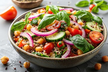 Sticker - Quinoa Salad with Chickpeas, Tomatoes, Cucumber and Red Onion