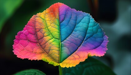 Vibrant Iridescent Leaf with Unique Abstract Design