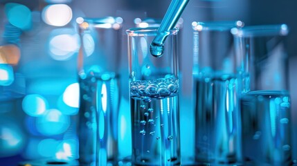 Poster - Blueprint of a test tube being used for a titration, highlighting the addition of a titrant to a solution within the tube