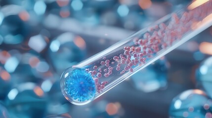 Poster - blueprint of a test tube used in a bacterial culture experiment, highlighting the growth of microorg