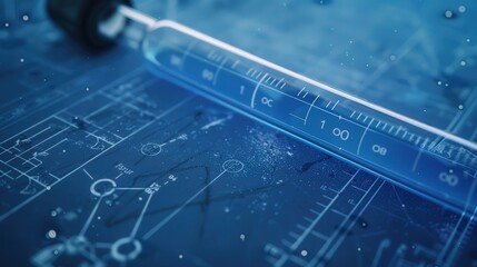 Poster - Blueprint of a test tube with a graduated scale, highlighting the measurement of precise volumes for accurate experimental results