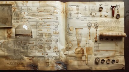 Poster - Blueprint of an archaeological laboratory, showing the process of cleaning, cataloging, and analyzing artifacts recovered from excavation sites.
