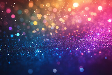 Poster - Colorful abstract background with sparkling bokeh lights creating a magical and vibrant atmosphere. Great for festive and creative projects.