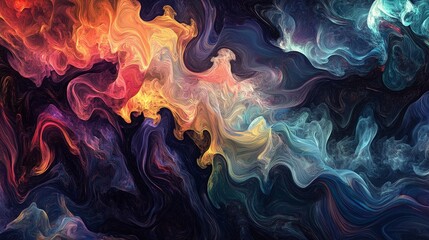 Poster - An abstract art piece with trippy textures showcasing vivid, fluid patterns and colors that create an immersive psychedelic experience. The textures evolve and flow in a captivating, dynamic manner.