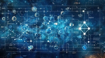 Fototapete - Blueprint of the periodic table highlighting the chemical families, such as the chalcogens and pnictogens,