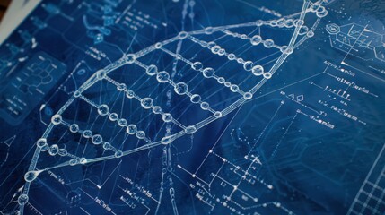 Poster - Blueprint showing the role of DNA in inheritance, depicting how genetic information is passed from parent to offspring through the double helix