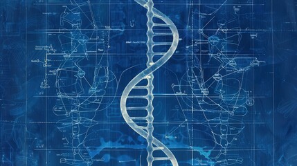 Poster - Blueprint showing the role of DNA in inheritance, depicting how genetic information is passed from parent to offspring through the double helix