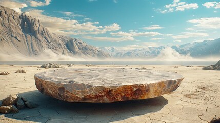 Poster - Stone Platform in a Desolate Mountain Landscape