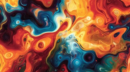 Poster - An artistic rendering of trippy textures with dynamic, swirling patterns in bold, contrasting colors. 