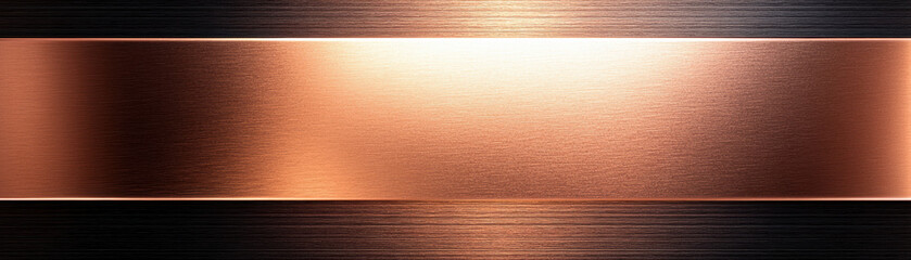 Poster - Elegant metallic background featuring a sleek copper band with a brushed texture set against dark gradients. Perfect for designs and presentations.