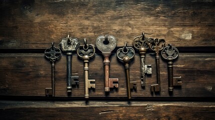 Poster - wooden keys on table