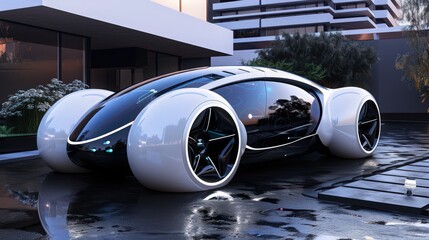 Wall Mural - showcase the futuristic design aesthetics of self-driving cars, combining functionality with modern 
