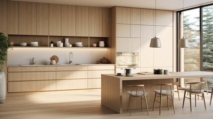 Canvas Print - design modern wood kitchen