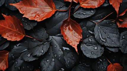 Poster - foliage fall leaves black