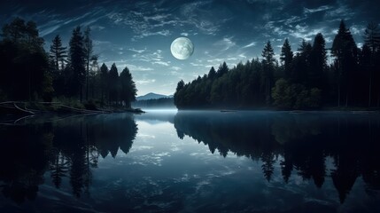 Canvas Print - night moon water