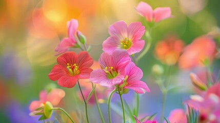 Poster - The delicate beauty of wildflowers is captured in a close-up view, showcasing the intricate details and vibrant colors of these natural floral wonders