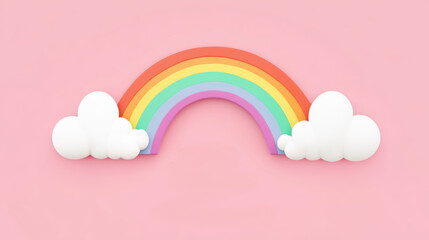 Sticker - Rainbow Clouds Pink.