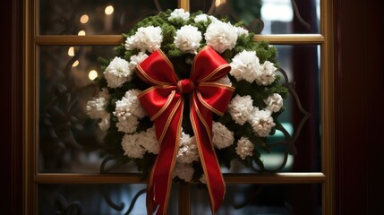 Poster - festive red and white bow